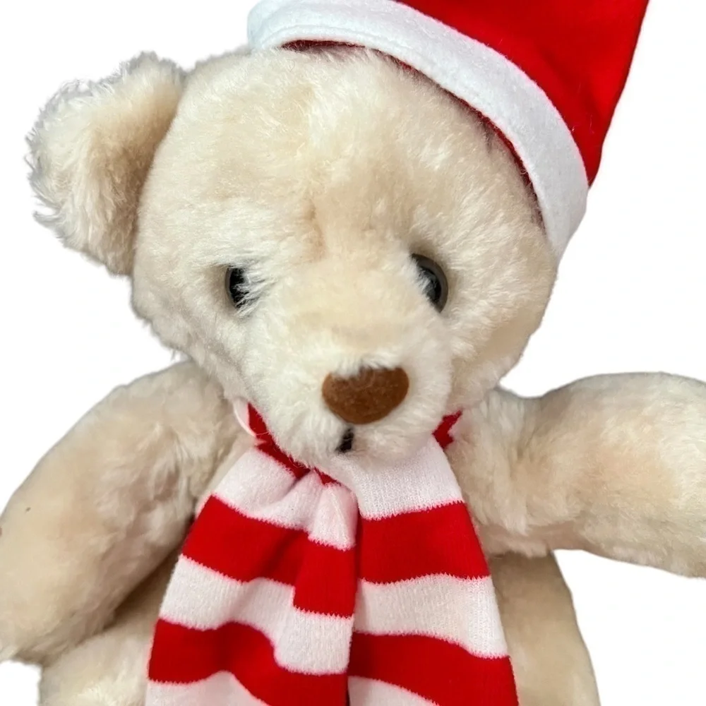 Vintage Christmas Holiday Teddy Bear Plush Jan Stuart Corp Made in Korea 15”